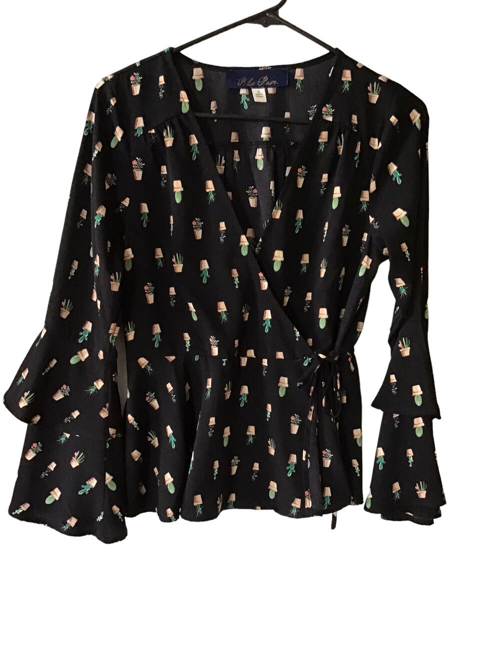 Blue Rain Women’s Ruffle Sleeve Cactus Top Size S